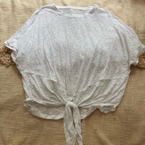 Lululemon white crop tie shirt